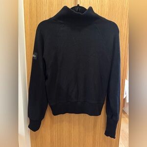 Alo black waffle mock neck top.